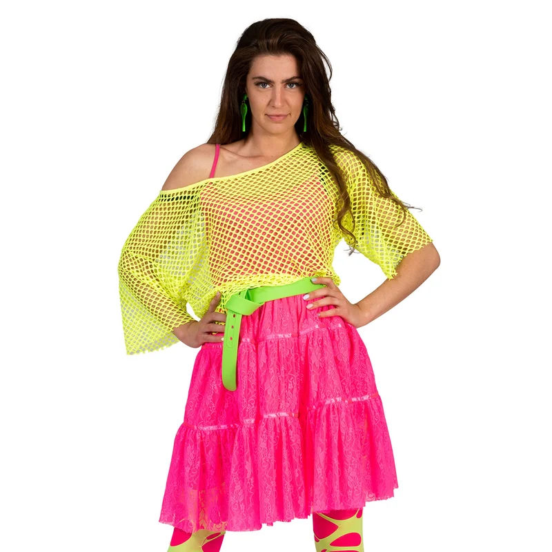 Visnet shirt Evi in neon geel voor dames