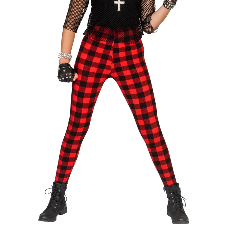 Legging dames rood zwart geruit
