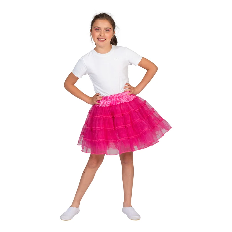 Roze/Fuchsia tule rok Sterre kinderen