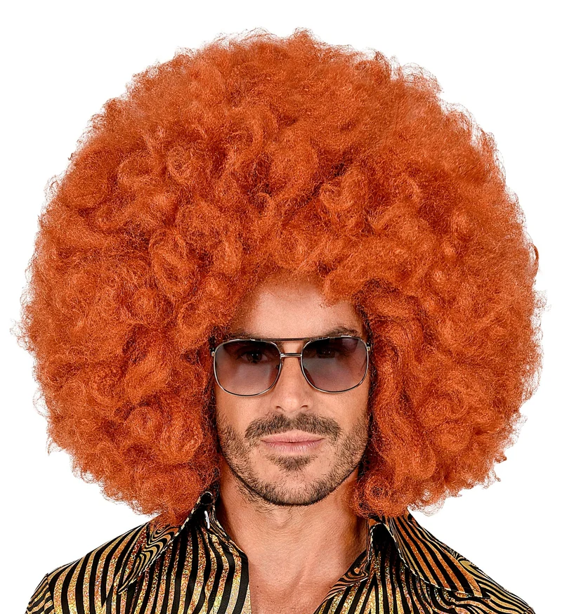 Afro pruik koper kleur groot