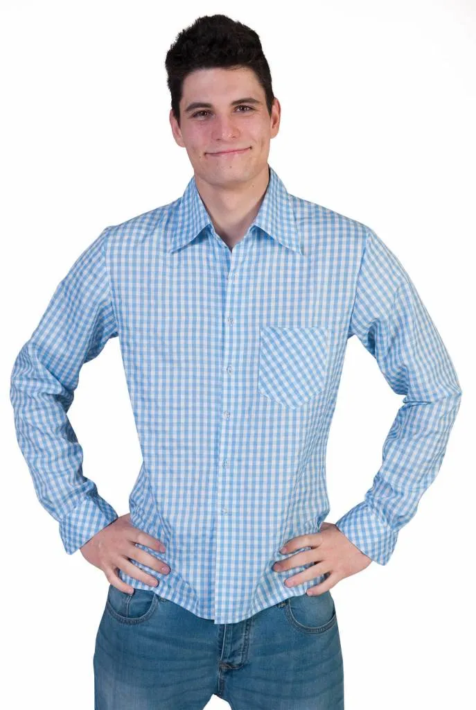 Tiroler blouse blauw/wit