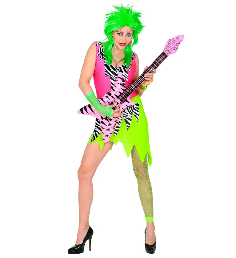 Rock kostuum zebra neon jaren 80 dames