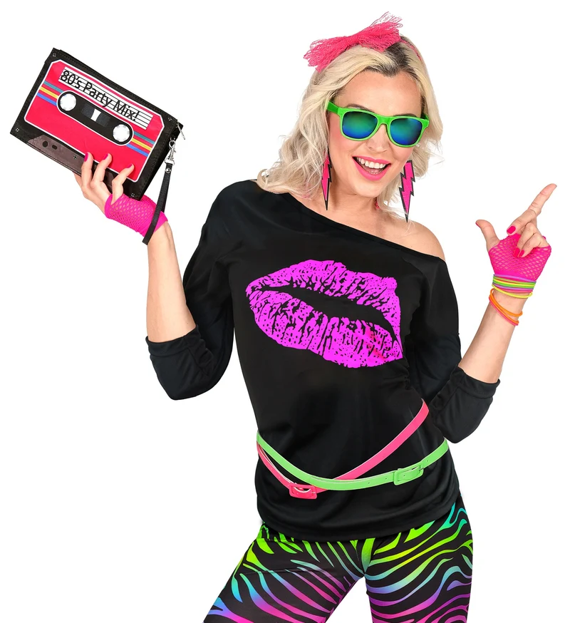 Disco shirt dames lippenstift