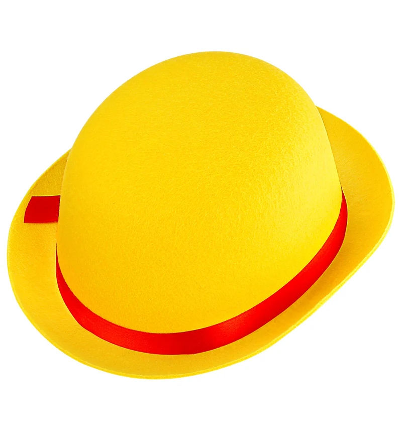 Gele clownshoed met rode band