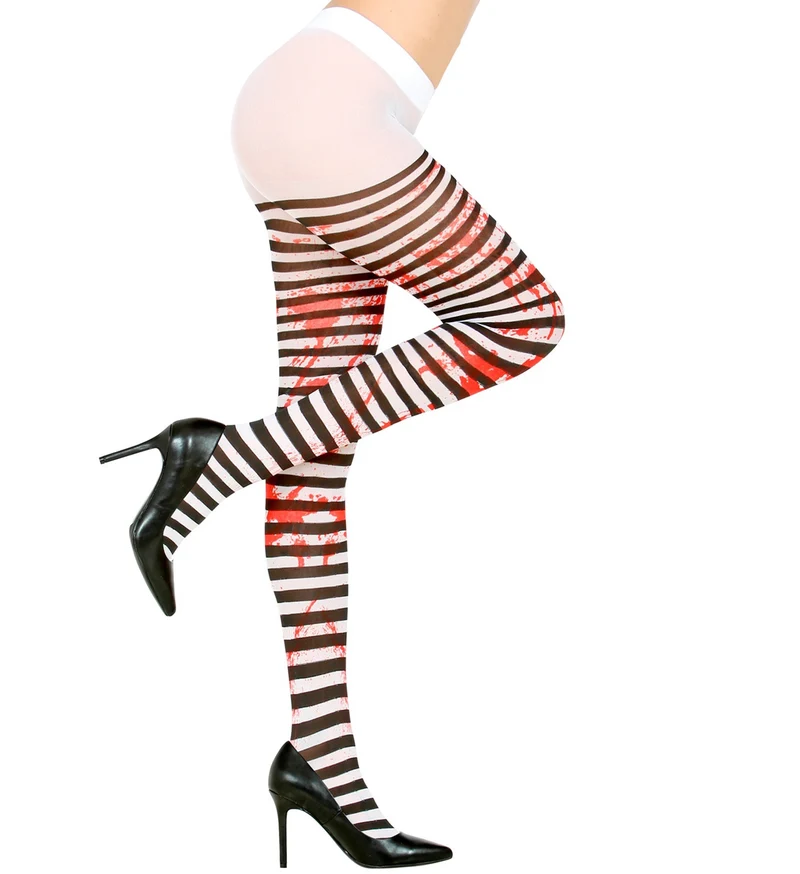 Panty gestreept zwart wit met bloed