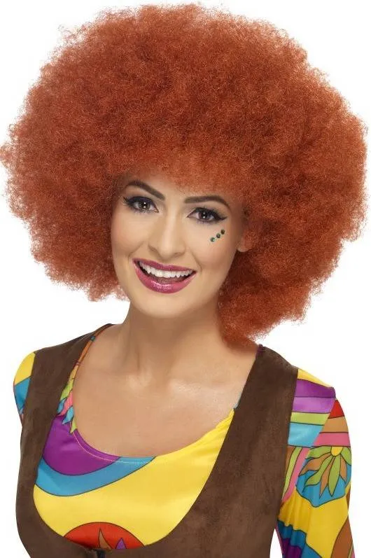 60's afro pruik auburn