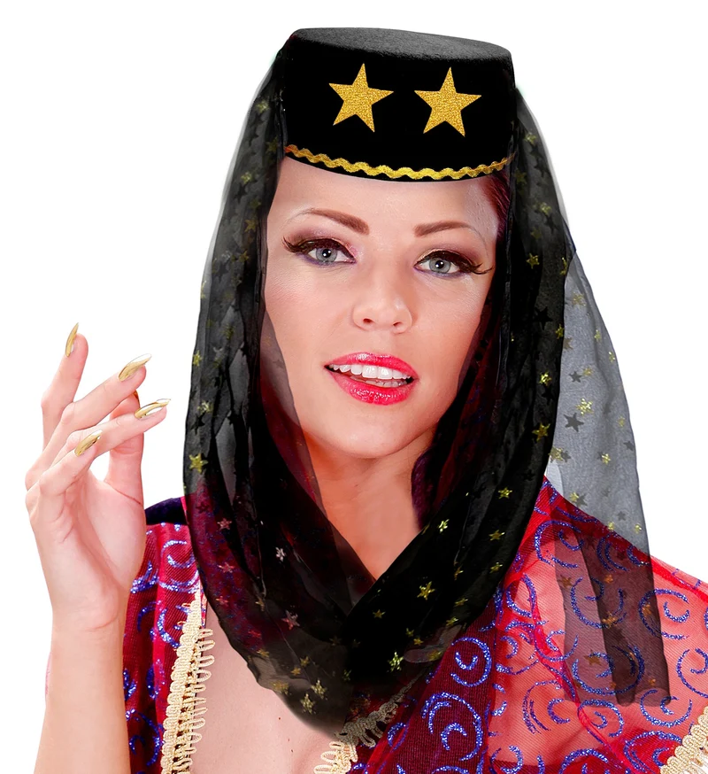 Harem hoed zwart met sluier