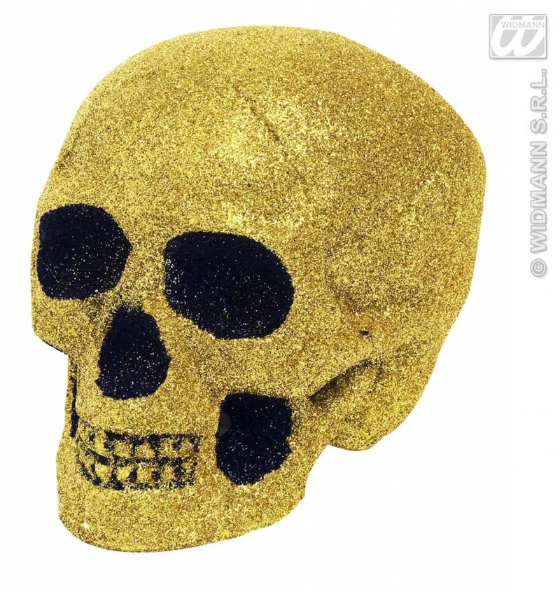 Glitter schedel goud 19cm
