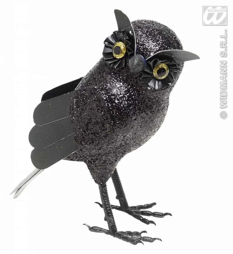Glitter uil zwart 18,5cm