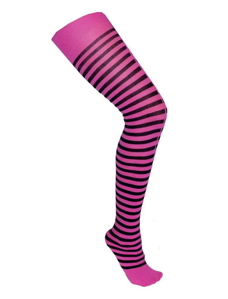 Roze zwart gestreepte panty