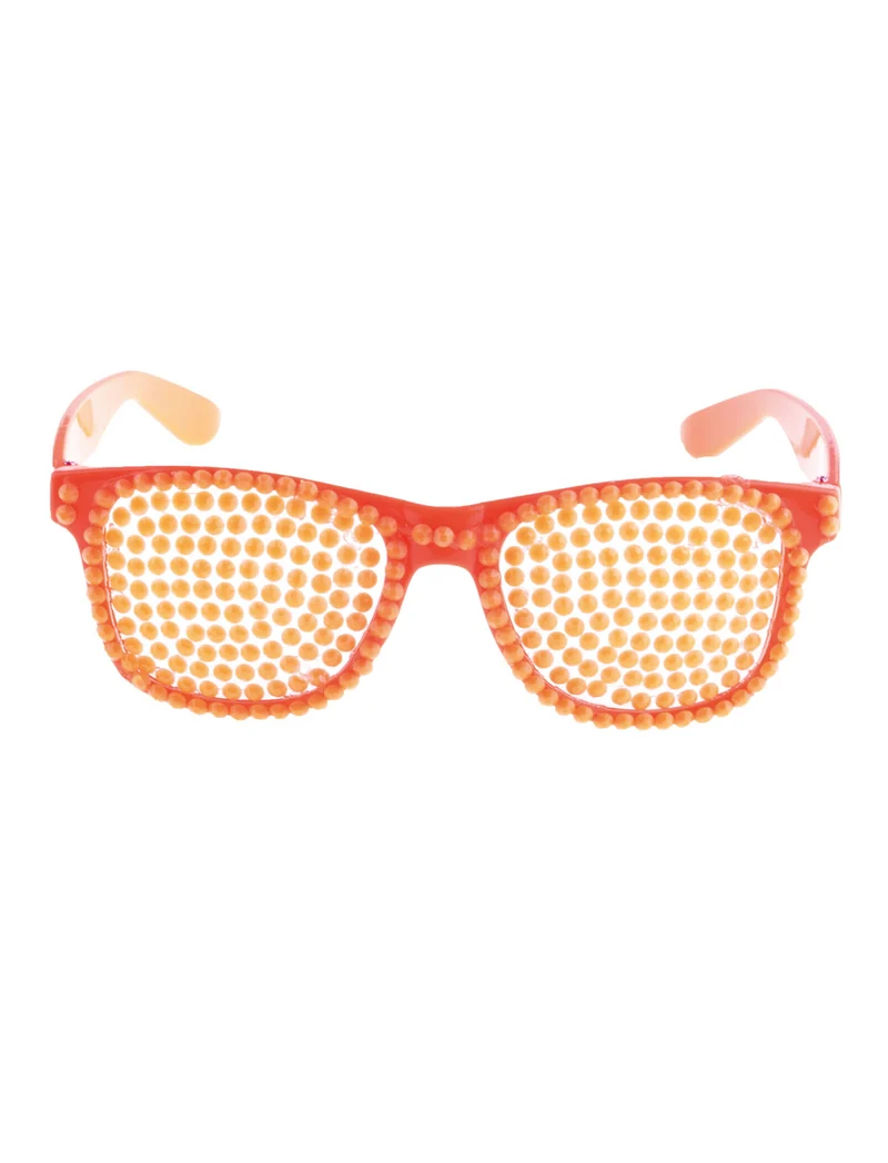 Disco bril met parels in neon oranje