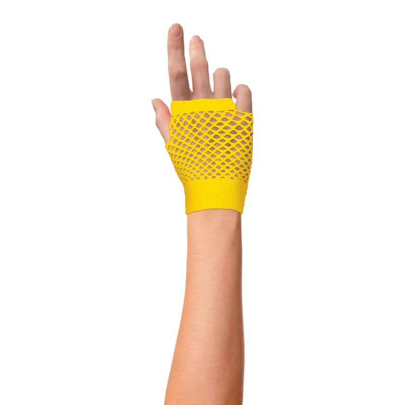 Vingerloze nethandschoenen Evi neon geel
