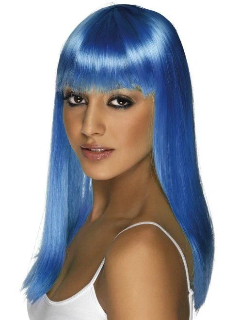 Glamourama pruik neon blauw