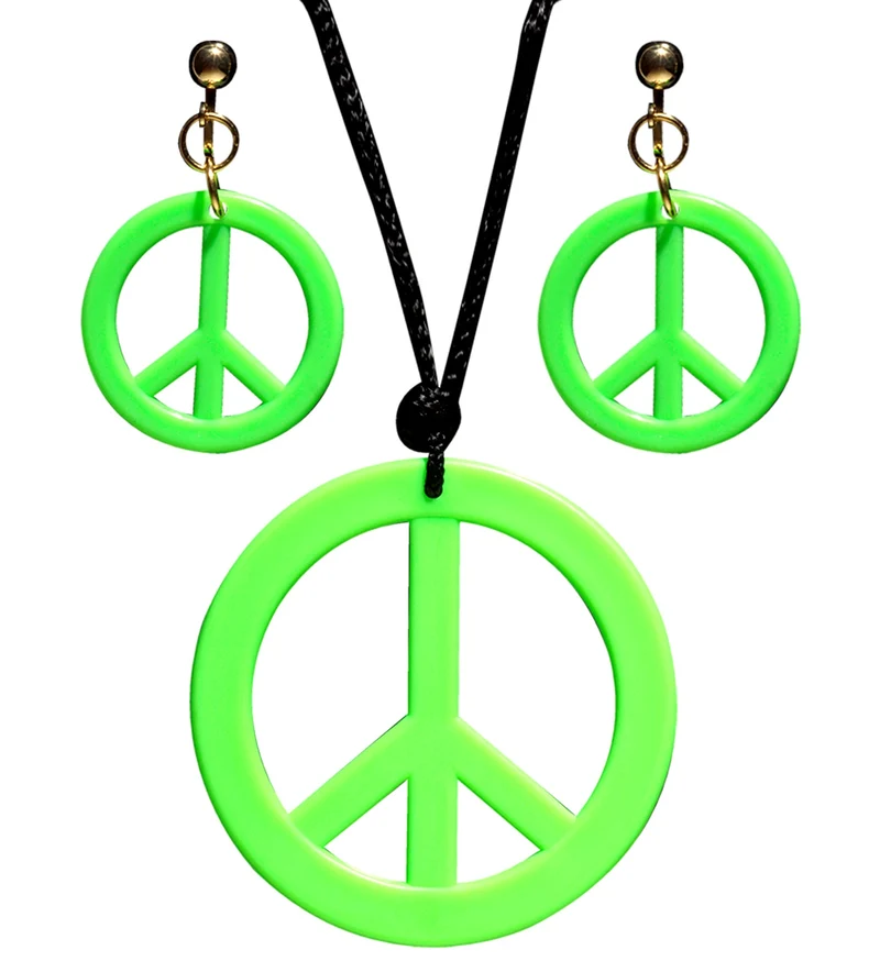 Hippie ketting en oorbellen groen