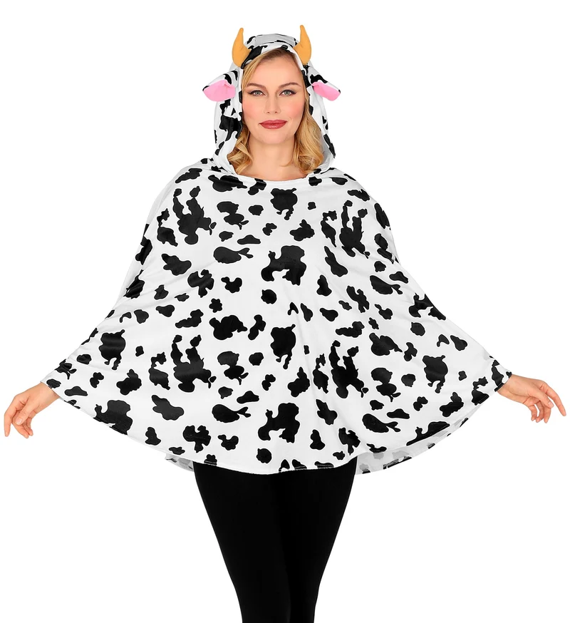 Koeien poncho met muts volwassenen