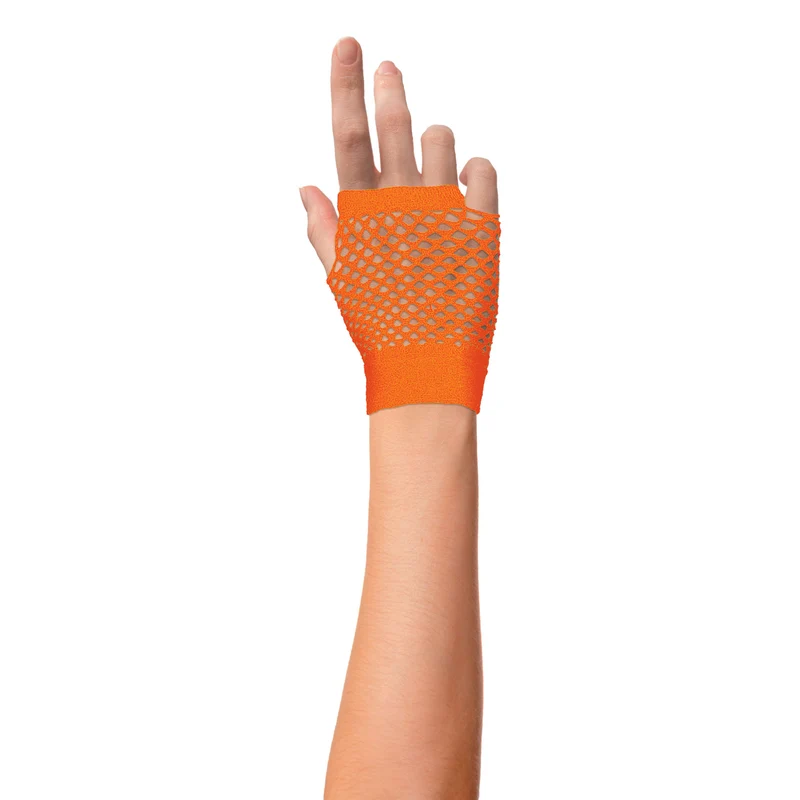 Vingerloze nethandschoenen Evi neon oranje