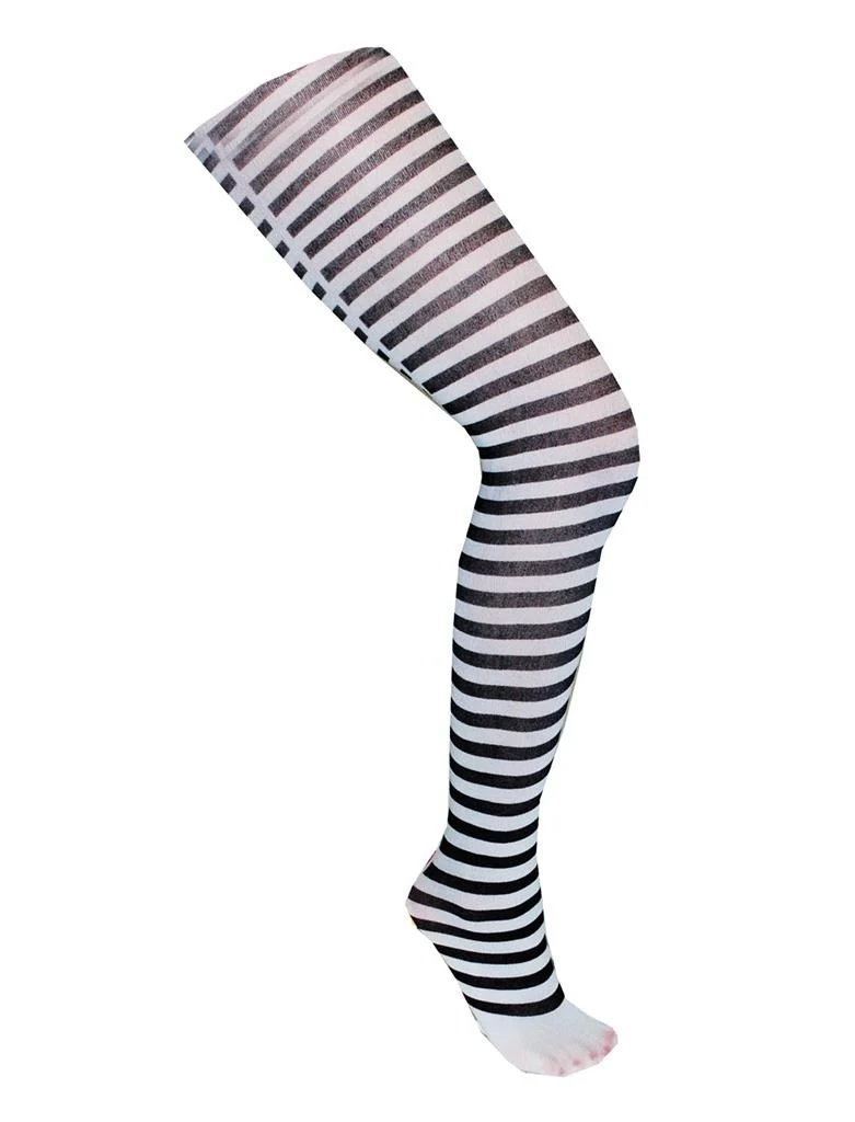 Zwart wit gestreepte panty
