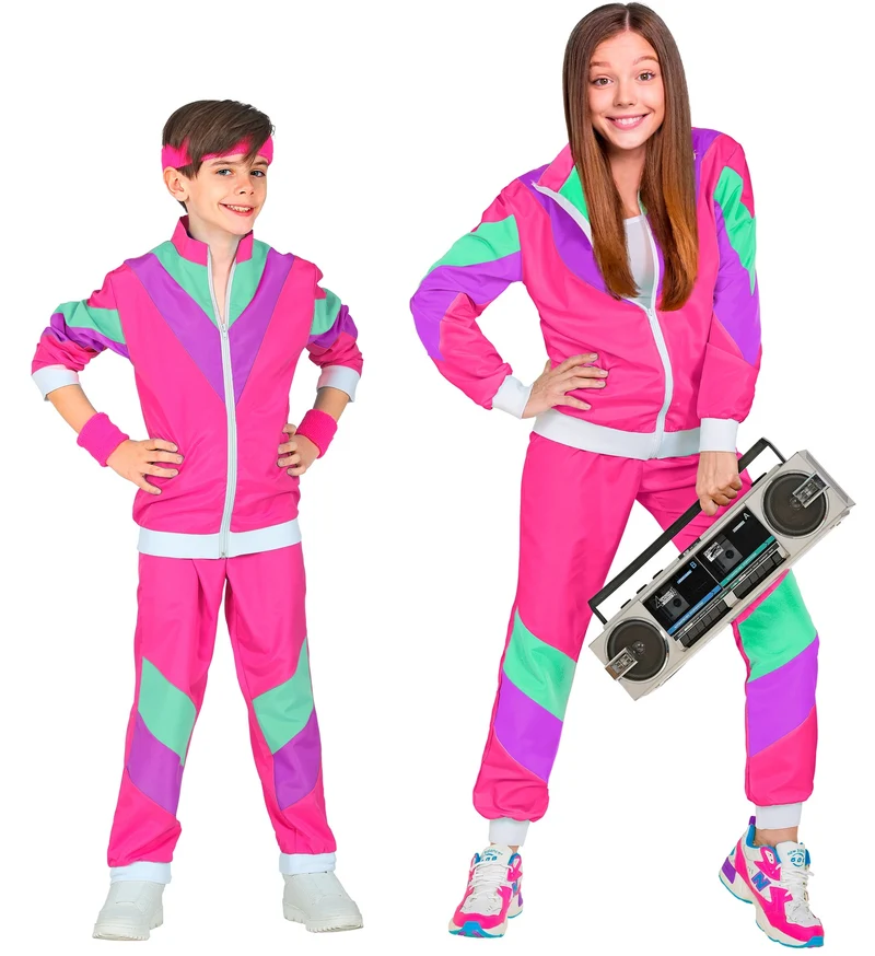 Trainingspak jaren 80 roze kinderen