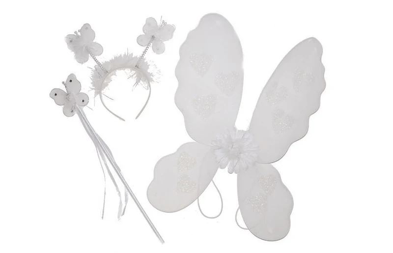 Witte vlinder verkleed set Minnie 3-delig