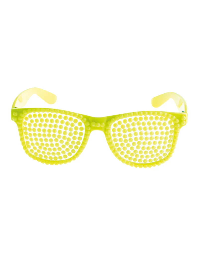 Disco bril met parels in neon geel