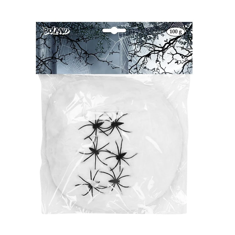 Spinnenweb 100 gram met 6 spinnen