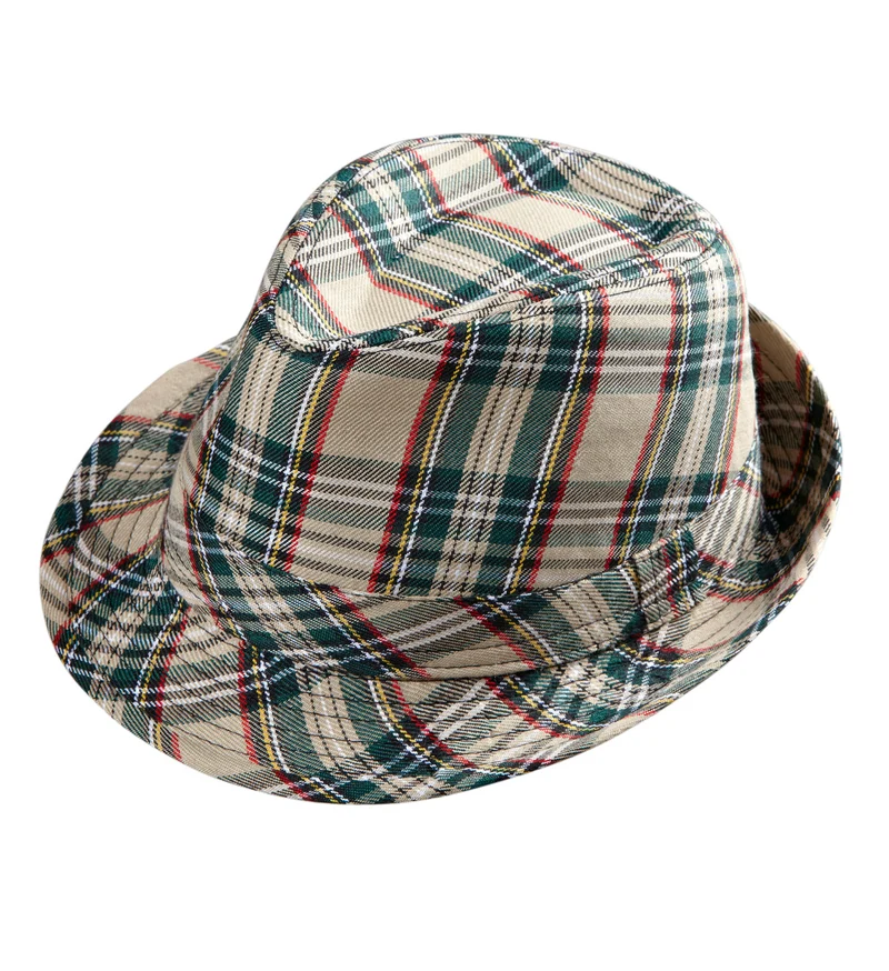 Fedora Grijs Met Tartan Print