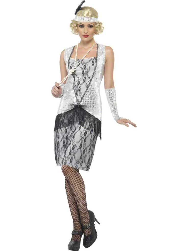 Flapper kostuum zilver