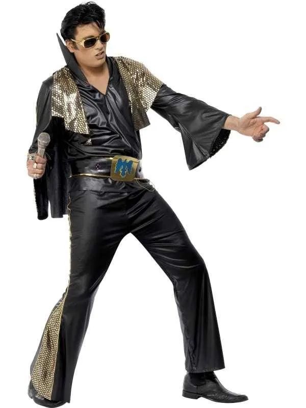 Elvis carnavalspak zwart/goud